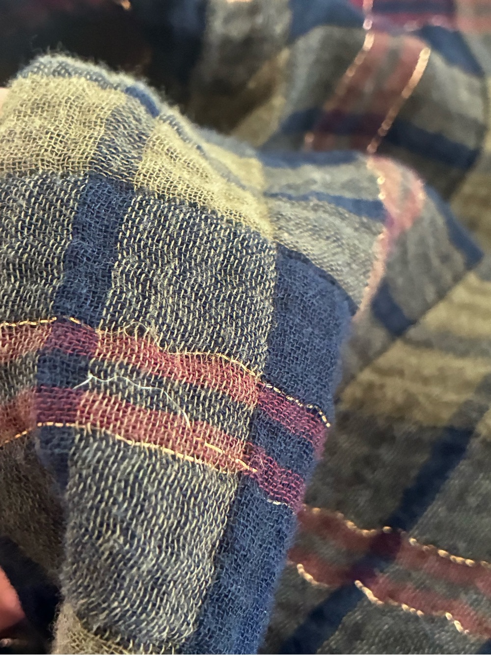 Johnny Was Plaid Velvet Back Embroidered Button Down Blue XL Autumn Style - Picture 10 of 10